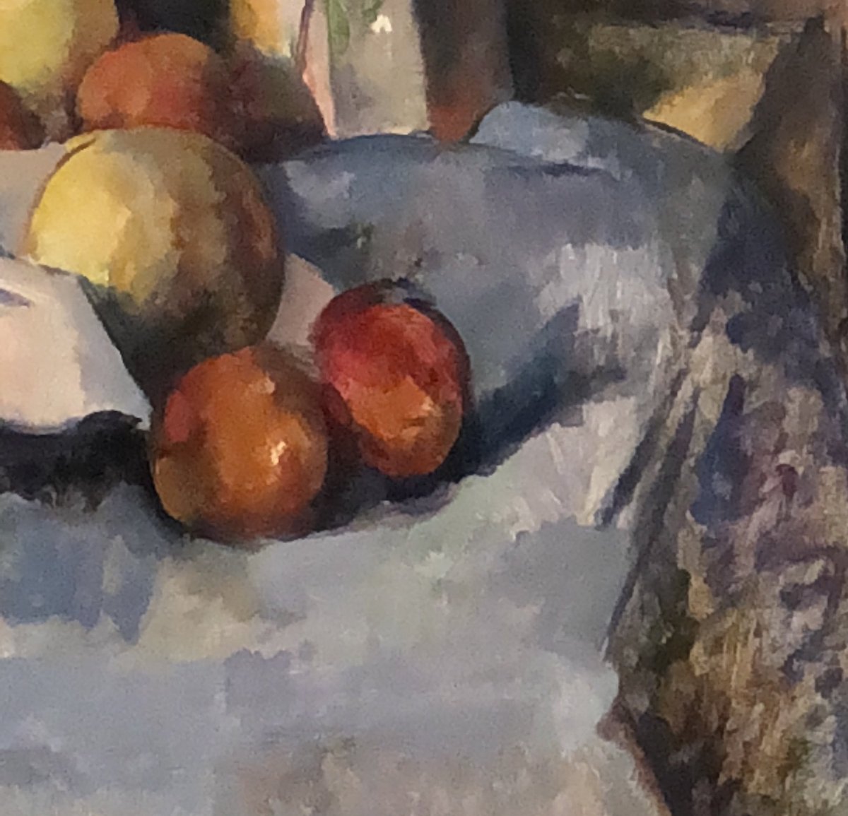 WithCause1's tweet image. I’ve always loved still life #ngv #moMA and the way Cezanne keeps his angles out of kilter - not the boring geometry of pure parallels #art