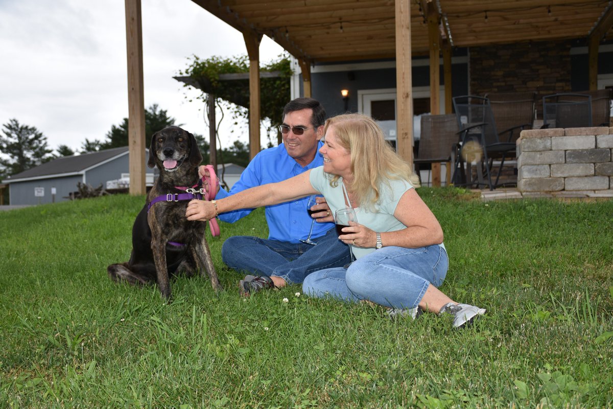 GoToMontVa's tweet photo. Today is the last day of #NationalPetAppreciationWeek! Butchie is up for adoption and celebrated that it is Friday by visiting @_whitebarrel_ ! See more of her fun on our FB page. Have a great weekend and take your pet on your next vacation to @montgomeryva! #GoToMontVA #loveva https://t.co/iVP6Ciet2x