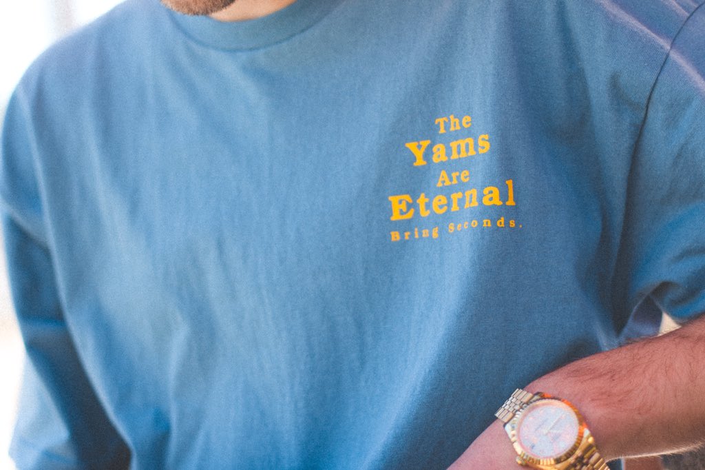 OSBT_Clothes's tweet photo. The Yams Are Eternal: Slate Edition live as heck. https://t.co/CmYY6If73s