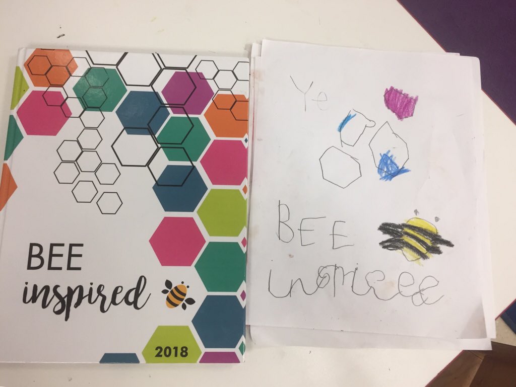 renee_sankey's tweet photo. The last 2 days of school, I had a boy who was working diligently on a book, but I didn’t know exactly what it was. At the end of our last day, he presented me with my own yearbook that he recreated based on Ellison’s. 😭❤️🐝So special. Teaching is a blessing! #ellisoninspired https://t.co/ZfgfPLB8rE
