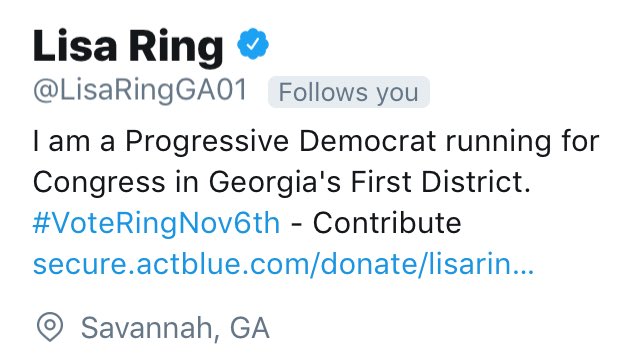 OurRevolutionGA's tweet photo. .@LisaRingGA01 is officially official with the blue check mark! #GAPol #TakeBackTheFirst https://t.co/6HoxD3s831