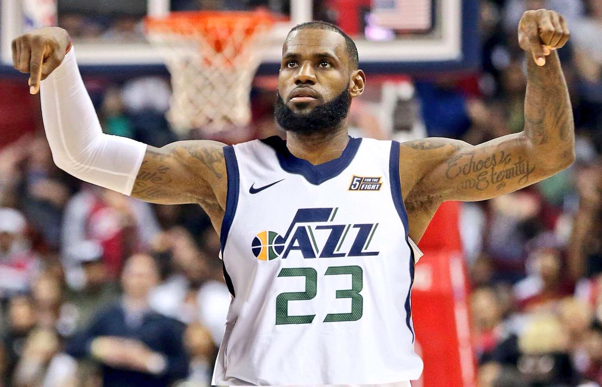 JazzNationNews's tweet photo. Bron done with Cavs

Time to put on that sweet Jazz uniform @KingJames 

#BronToUtah https://t.co/XtqdzsiLiw