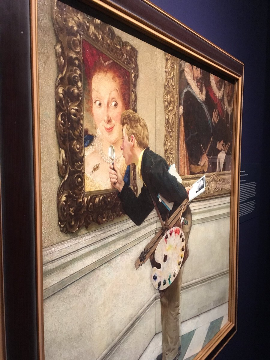 nicoleburgin's tweet photo. Fascinating look at art &amp; artistry of Norman Rockwell. Only 2 more days @GilcreaseMuseum. Insight into how he created his iconic paintings w/ photographs. This one is 1955 “Art Critic” w/ dollops of paint. https://t.co/ogCEAHL5JK