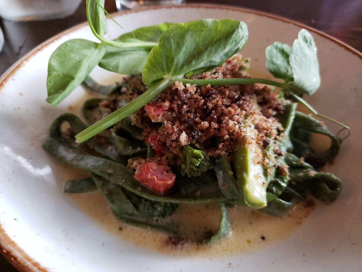 rocknroller5's tweet photo. @DearDara  @DeRushaJ @stephmarch @RickNelsonStrib Truly enjoyed new Spring menu @heirloomstpaul tonight. Roasted cauliflower w Moorish spices &amp; turmeric-apricot sauce. Herb Strettine - nettles pasta w fiddleheads. Carrot cavatelli. Walleye w yellow curry. Delicious, Check it out https://t.co/BSZiKGiTDb