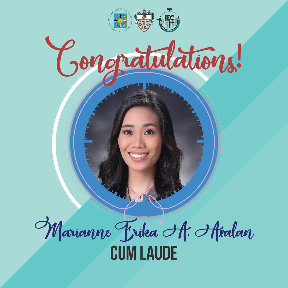 UST_IEC's tweet photo. IEC would like to congratulate the recipients of Latin Honors.
May this only be the beginning of a lifetime of fulfilment for you.
We wish you the best of luck in your future endeavors.
Your IE Family is proud of you!
#IEPride
#OneIEFamily https://t.co/GwDQfm3UUW