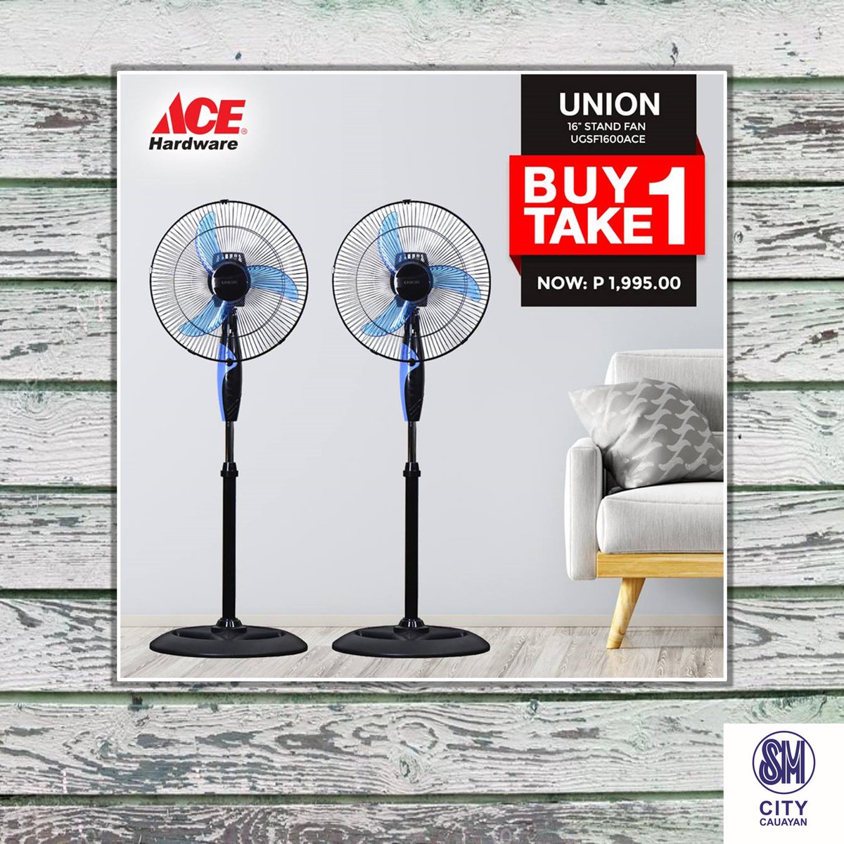 smcitycauayan's tweet photo. Why have one stand fan when you can get two Union 16” stand fans to cool you off? Get this great buy one take one deal today!
Promo runs until June 30, 2018 only. Visit Ace Hardware now at Level 2, Building B.
#SMStyleSaturdays #EverydayFünAtSMCityCauayan #EverythingsHereAtSM https://t.co/nZ2JW3hmd6