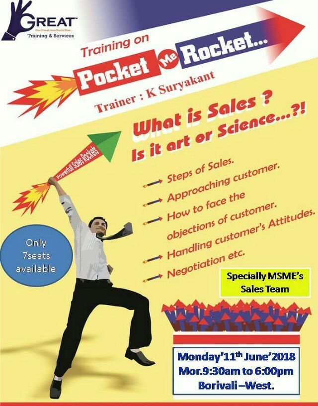 DasbodhM's tweet photo. Training program for MSME's sales team on 11th June at BORIVALI West.
Pl call us for Registration https://t.co/6L0IhvDI2L