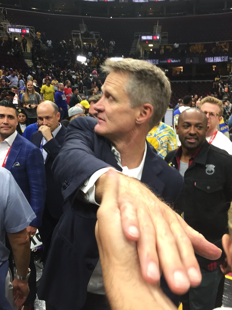 DaveBowen7's tweet photo. My man Kyle Rase gives Coach Kerr a congratulatory handshake after the sweep! https://t.co/qN3ewssFxD