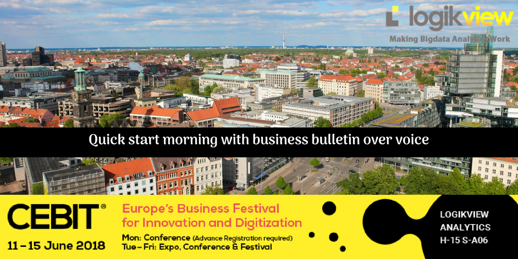 Logikview's tweet photo. Just two days go, excited for CebIT2018. Meet us at our booth,
Hall - 15
Stand - A06(13)
#CebIT18 #Germany #CebITGermany2018 #CebITGermany #CebIT #Hannover #SaturdayMotivation #ArtificialIntelligence #BigData #Analytics #DataAnalysis #BusinessIntelligence #Voiceenabledanalytics https://t.co/qa4hDgsqSd