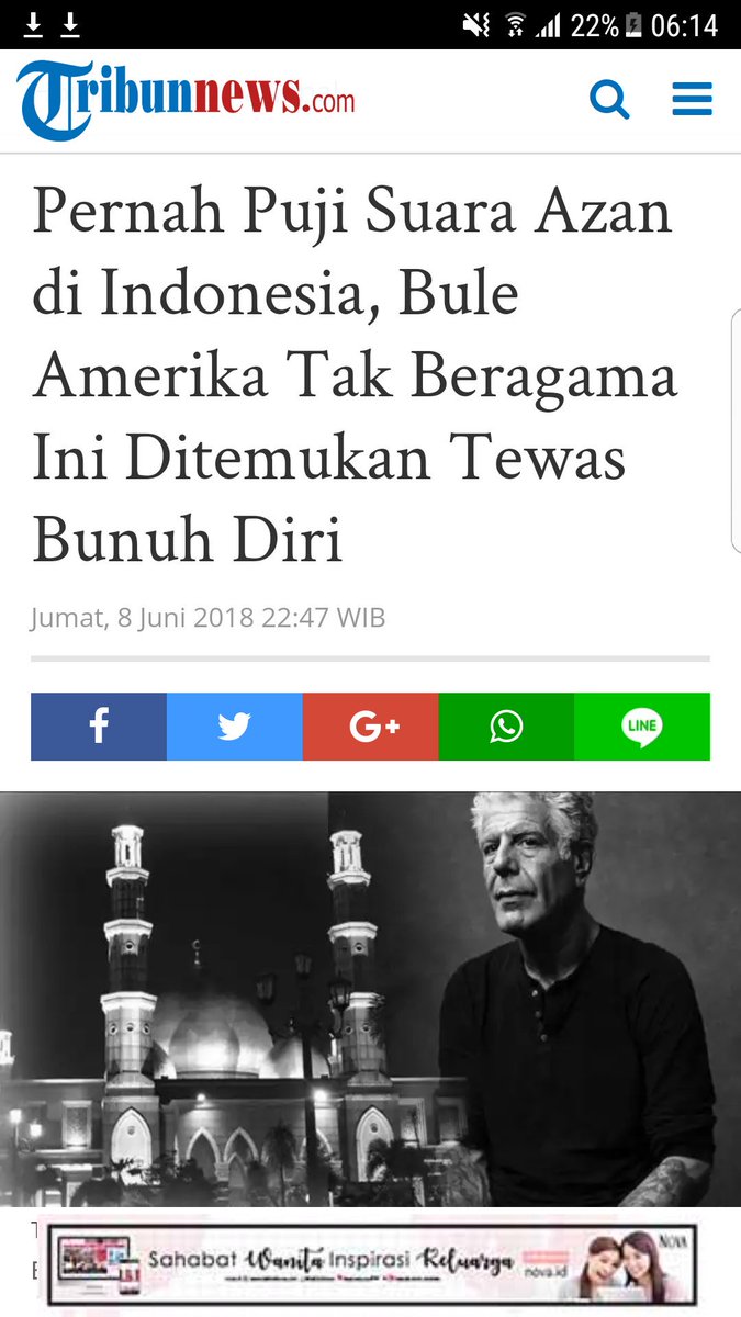 wisnu_prasetya's tweet photo. Lihat cara Tribun menulis kematian Anthony Bourdain. Sampah! https://t.co/triVots5di