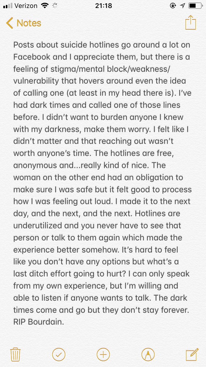dinklecombs's tweet photo. Here’s some #vulnerability #suicidehotline #anthonybourdain #depression #darktimes #mentalhealth #anxiety #SuicidePrevention https://t.co/h1OA18YWfD