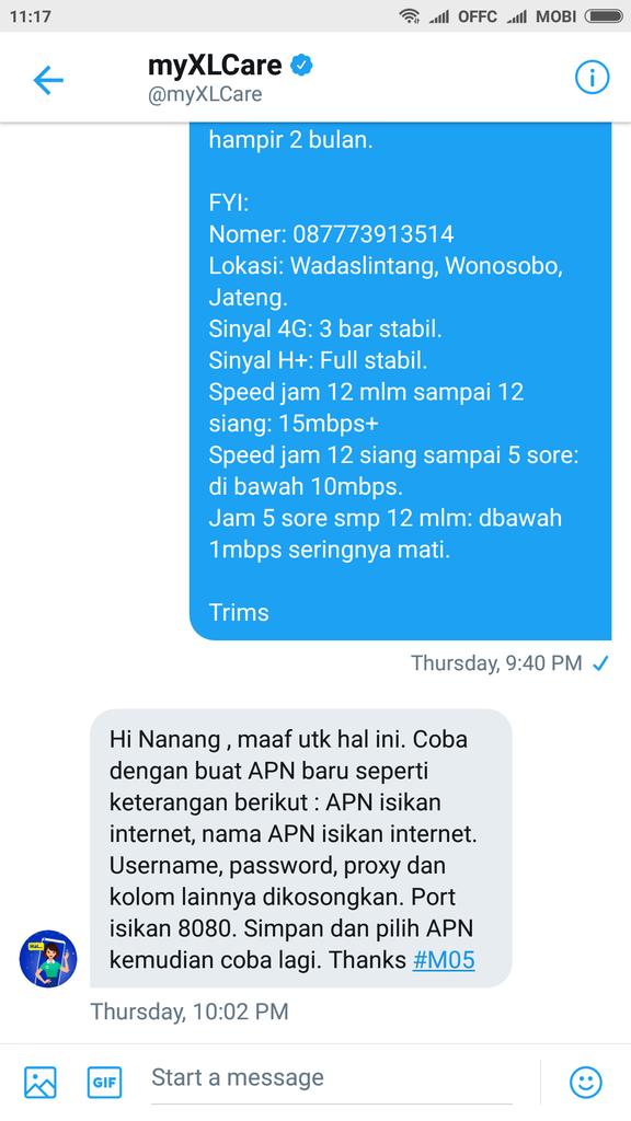 Mahdaen's tweet photo. @myXL beli paket 130GB cuman dapet 80an GB. Speed internet nyaris mati tiap jam 5 sore sampai jam 12 malam. Komplain ke @myXLCare malah respon nya seperti bot. Gimana ini? https://t.co/CPeOsVrTkg