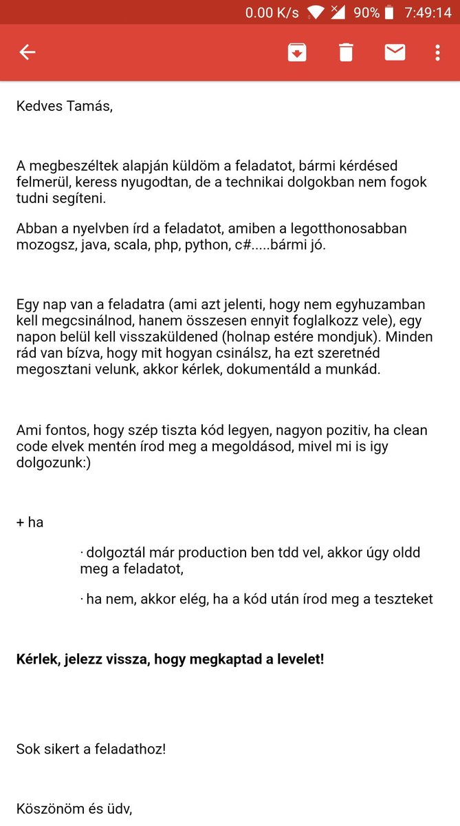 Ittbentvagyok's tweet image. Amíg zuhanyoztam, megjött a mail.
Oh boi it's real thing, so let's code this shit :D.
#CodingDiary