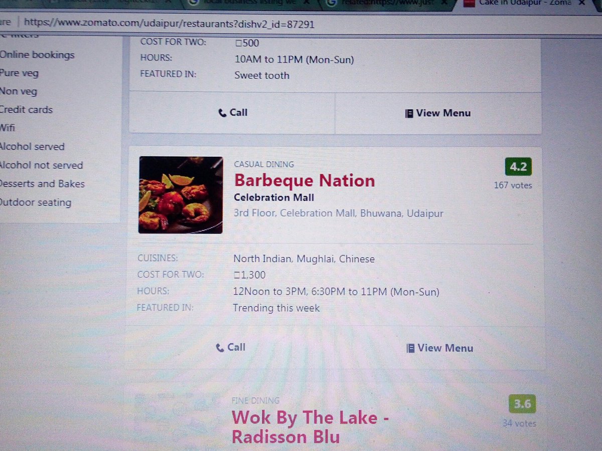 sane_psycho23's tweet photo. Zomato showing Barbeque Nation when I searched for online cake sellers 😂 Nice search engine #zomato https://t.co/fPUOKiuXKu