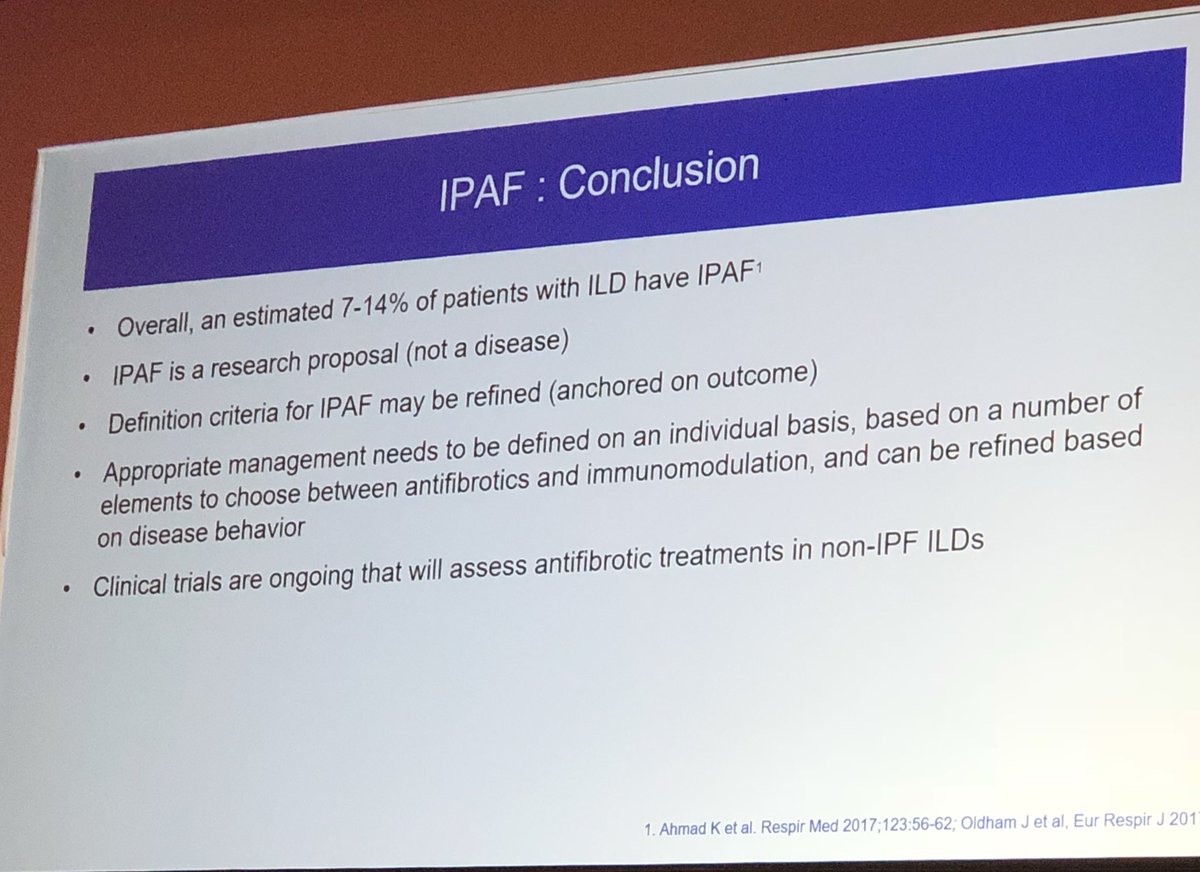 MichiganILD's tweet photo. Prof. @OrphaLung : IPAF is a research proposal, NOT a disease. For now...#WASOG2018 https://t.co/0854Ce9GKD