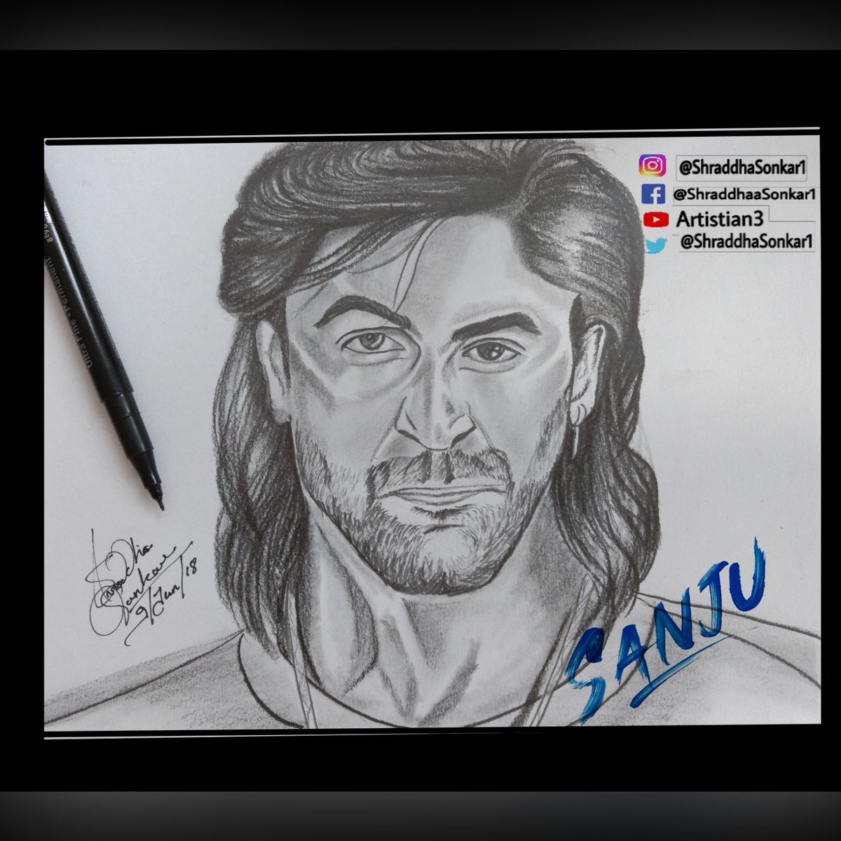 Shraddhasonkar1's tweet photo. #Sanju #sketch by me 
#sanjutrailer #RanbirKapoor #HappyBirthdaySonamKapoor #SaturdayMotivation share if you like this art work  #Kaal  #ranbir #FrenchOpenQuest #FakeLove11thWin #ranbiralia #ranbir_alia #AliaBhatt https://t.co/8L8XiVWDBL