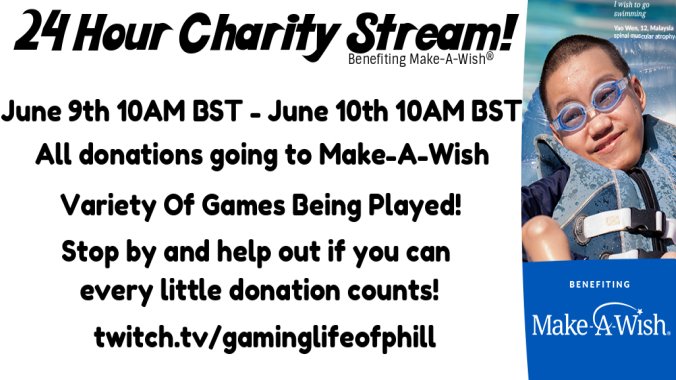 LifeOfPhill's tweet photo. !21hours left!
Supporting @MakeAWishUK
Every $ or ยฃ will help if you can spare it!
Come pop by!
With @MrRandySatan
https://t.co/E7xelfTQAx
#TheLSquad
#SupportSmallStreamers
#ThePotatoSquad
#StreamerNetwork
#DestroyersForLife! https://t.co/g5yxFvh7pI