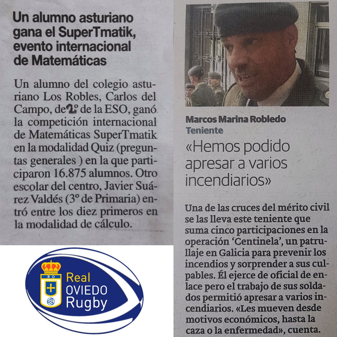 Nuestro jugador del sub 14 Carlos del Campo gana un evento internacional de matemáticas #supertmatik y el entrenador del segundo equipo,  el Teniente Marcos Marina recibe la cruz del mérito civil. No podemos estar más orgullosos.
