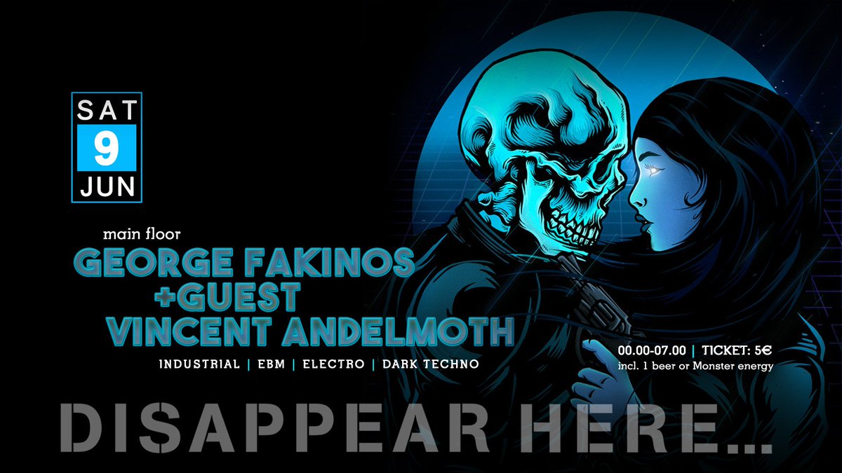 Double attacke tonight <a href="/secondskinclub/">Second Skin Club</a> : <a href="/GEORGEFAKINOS/">George Fakinos</a> + guest Vincent Andelmoth (Main Floor) &amp; last Goth Is What We Make It of the season upstairs in the Red Room. 00.00-7.00. Disappear Here...