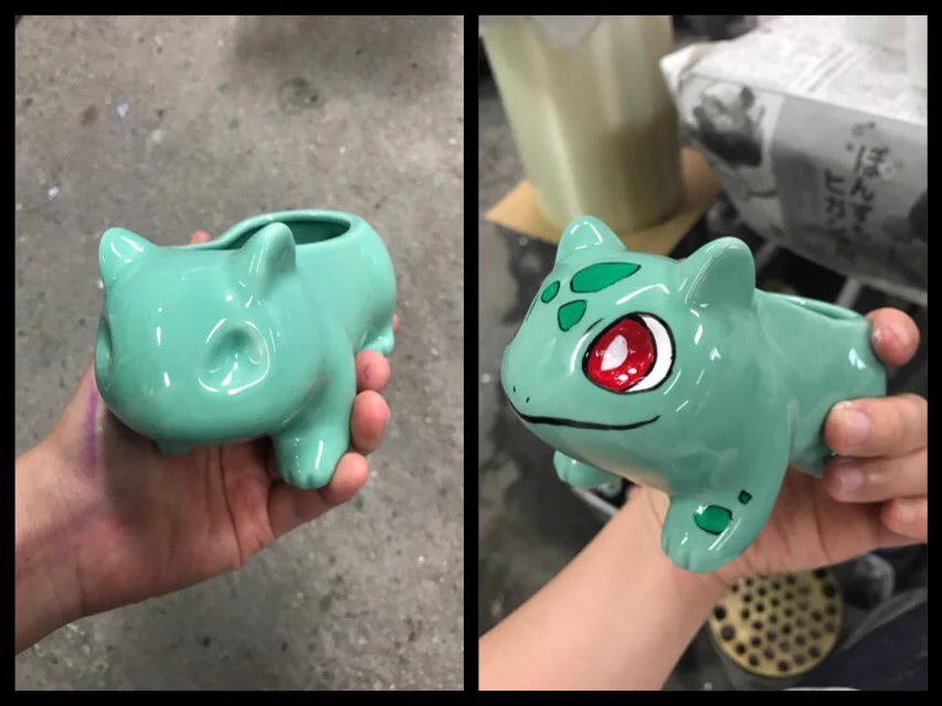 この緑色で猫の鉢･･･、いや、むしろフシギダネに見えるから塗ってみたｗｗ