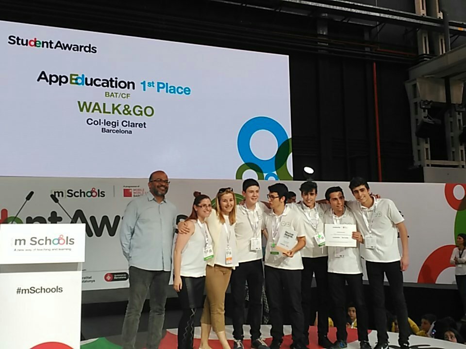 mSchools_MWC's tweet photo. I el primer premi a la modalitat #AppEducatiom de Concursants de Batxillerat i Cicles Formatius és per: @claretbarcelona pel seu projecte 'Walk&amp;Go'. Felicitats a tots! 🎉👍😀 https://t.co/VDpVudZmhF