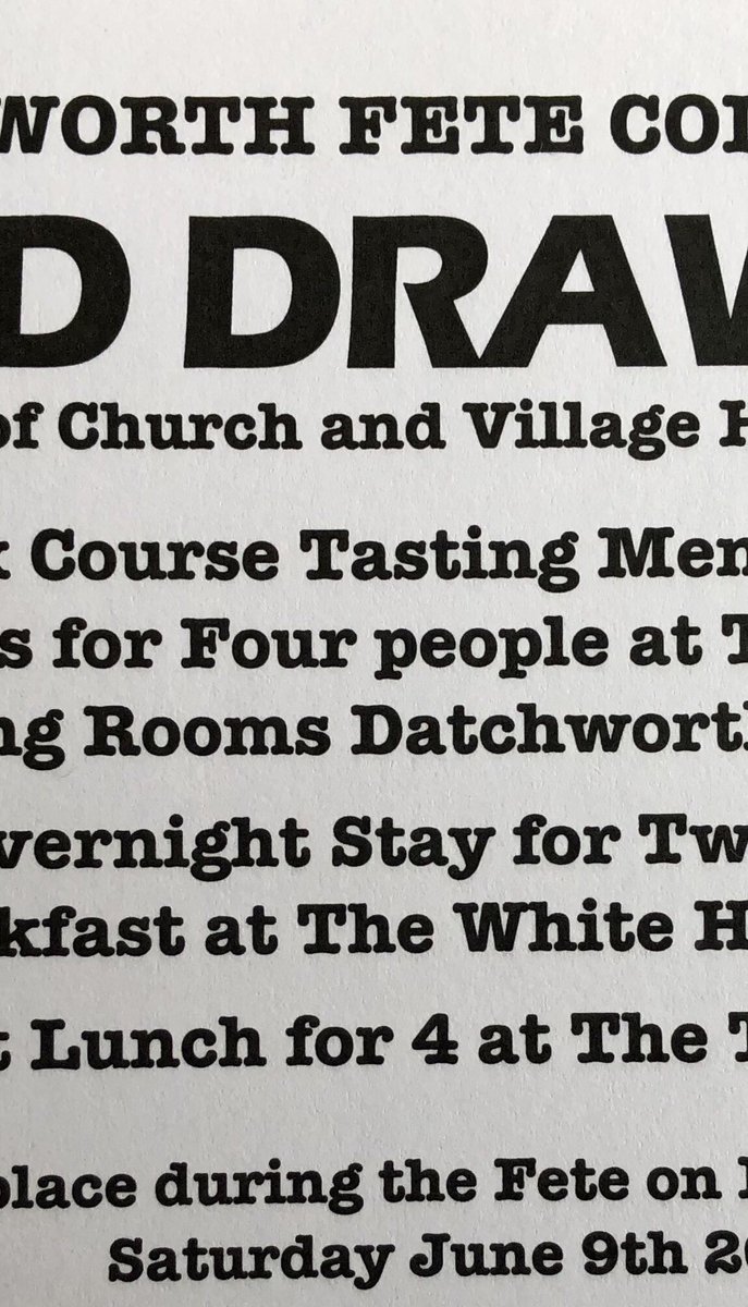 Thank you <a href="/the_tilbury/">The Tilbury</a> and <a href="/WhiteHartWelwyn/">White Hart Welwyn</a> for donating the top 3 prizes for today’s Grand Draw. Tickets available during the fête.