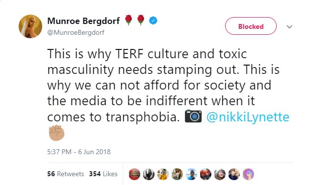 Many examples have been given in this thread of how the term TERF denotes a woman who will not submit, disagrees and maintains sexual boundaries. This proclamation needs to be read in that context. Also notice how the language of feminism has been misappropriated...