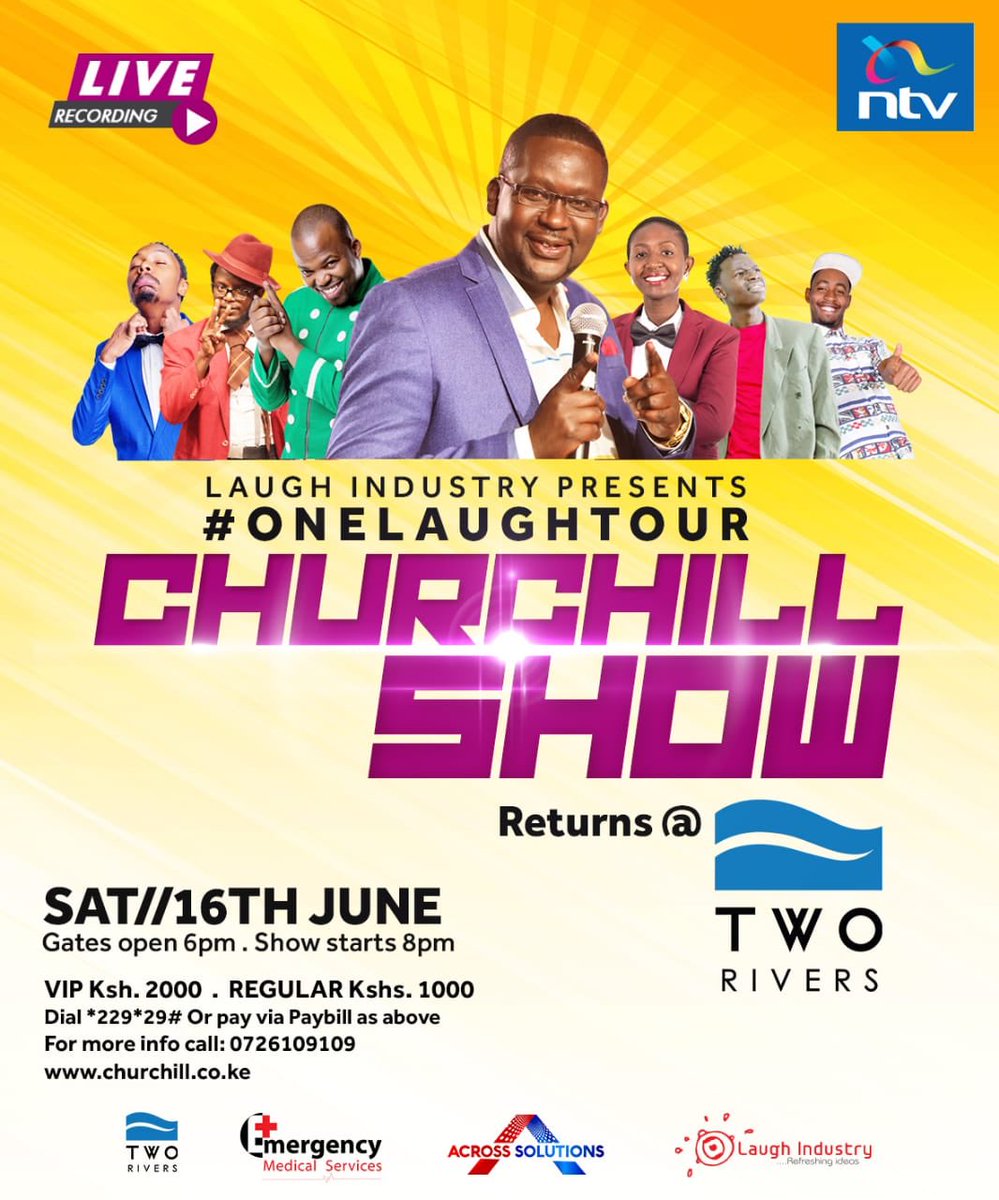 MwalimChurchill's tweet image. That's wassup!
We are coming to @TwoRivers_KE Mall next Sato... #OneLaughTour
#TwoGoodToBeTrue