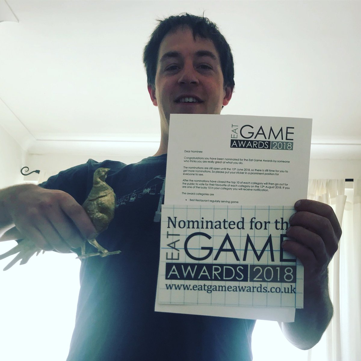 Gisbysgame's tweet photo. Got this in the post today! We have been nominated for the EAt Game Awards 🙀🦌. Nominations open until the 15th June so please keep voting for us at https://t.co/29zDMeTpDZ https://t.co/Vo8Jl865zh