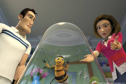 Bee Movie (2007)- i find this really cute okay- a bee found out that humans have been stealing and eating their honey for so long and he decided to sue them- here comes the suN DO DO DO DOOO- THINKING BEE THINKING BEE THINKING BEE