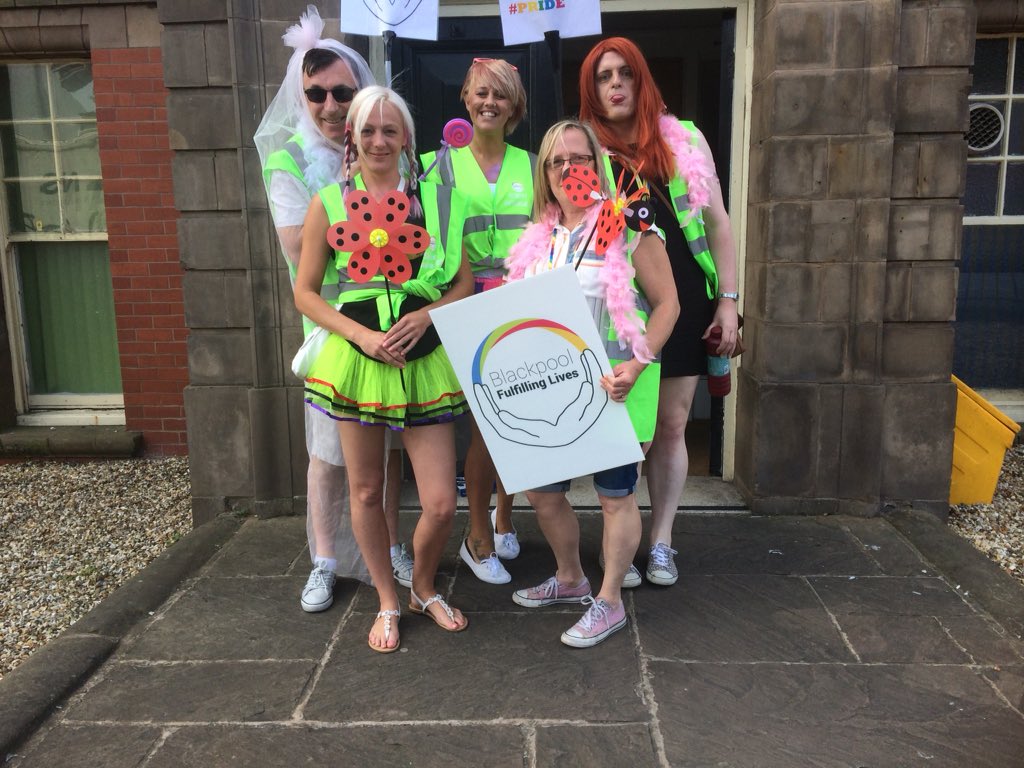 FLBlackpool's tweet photo. The team ready for off #prideBpl2018 @Empowerment_ https://t.co/aRpg8G7j2D
