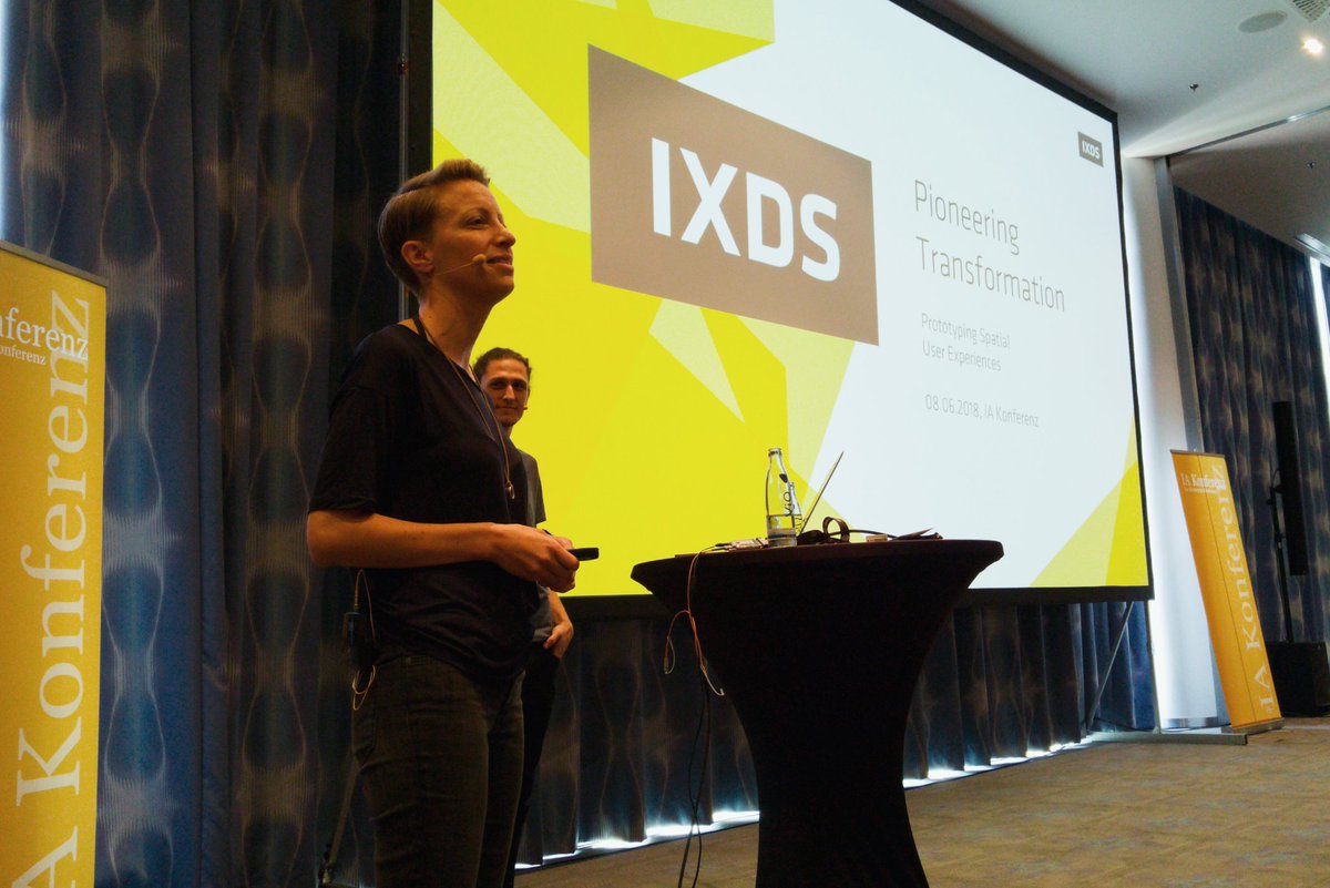 martin_wehl's tweet photo. Isabell and @GFngr of @IXDSberlin being awesome talking about Virtual Reality for prototyping spatial user experiences at the IA Konferenz.
#UX #vr #ixds #IAK2018 https://t.co/s3zjG1Fyda