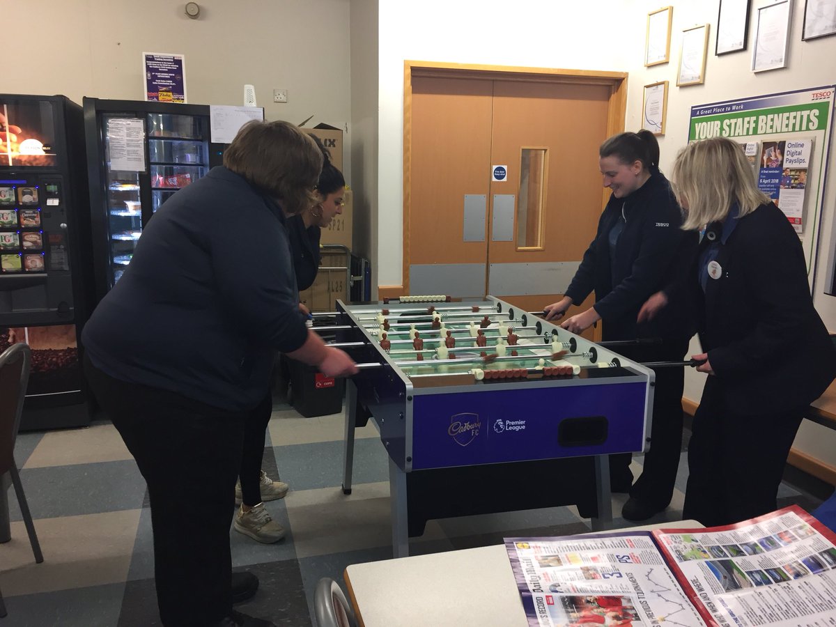 Tescocommunity3's tweet photo. Fun in the Colleague Room #stowworldcup @Tesco_SouthWest @CadburyUK #thankscadburys https://t.co/I5q6SoKuVn