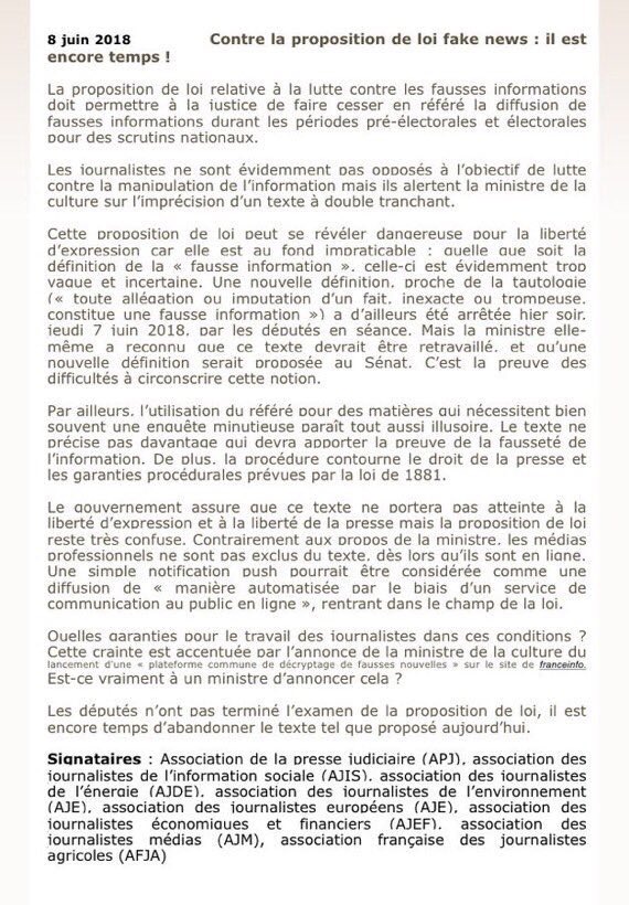 allthecatlovers's tweet photo. Pourquoi le texte contre les ''fake News'' est dangereux pour la liberté de la presse. Lisez le communiqué des associations de journalistes ! https://t.co/hhLloyfWQP