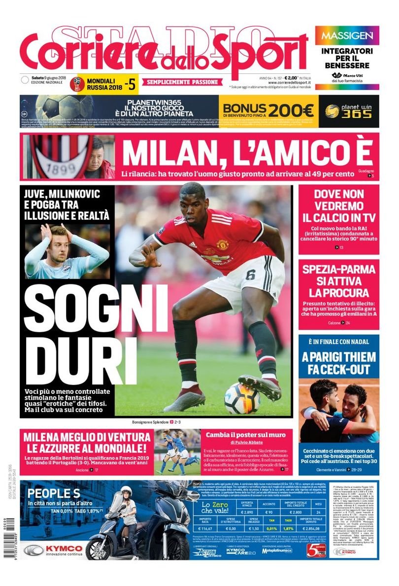ProTipsterIT's tweet photo. La #rassegnastampa di oggi #9giugno https://t.co/1s3nMpsXF9