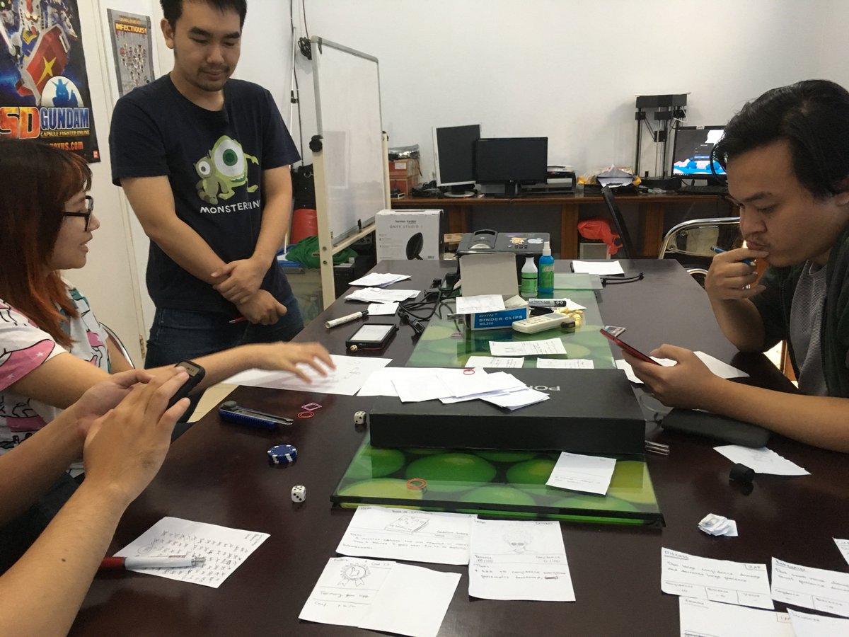 ndrujeremy's tweet photo. Let myself try the reworked game mechanic with @togeproductions ‘ team #Baiten using table-top style pen and paper, seeing such great passion and well-determined to get things right and done. Fascinating. #screenshotsaturday #gamedev #indiedev https://t.co/70XAqTmPm4