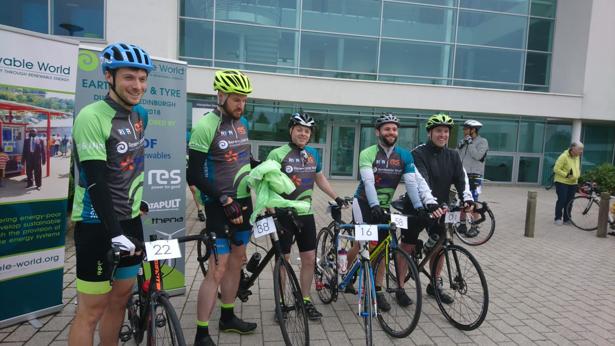 And they're off! #EarthWindTyre 2018. 56 cyclists riding 216 miles to tackle poverty through renewable energy