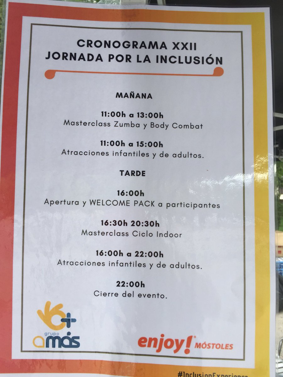 IsmaelAMAS's tweet photo. #inclusionexperience @GrupoAMAS arranca la XXII jornada por la Inclusión con sesión Zumba enjoy! #Móstoles hasta las 22 h mogollón de actividades para todos y eso significa tod@s https://t.co/RcCuJNTzdT
