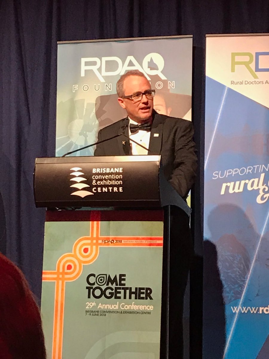 DesleyMarshall's tweet photo. Legendary @RuralDocsQ #RDAQ2018 Conference Convenor. Well done @matt Masel https://t.co/yC8Fmd8Y2v