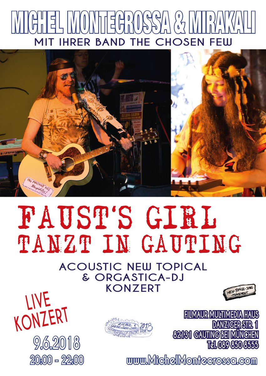 Montecrossa's tweet photo. Heute live: ‘Faust’s Girl Tanzt In Gauting’ Acoustic New Topical & Orgastica-DJ Konzert mit Michel Montecrossa & Mirakali https://t.co/PUrgWEVBOg @faustfestival_m #FaustFestival #faust4all #Montecrossa #Mirakali #Musik #Kunstausstellung #Kunst #Gauting #Songwriter #Electronica https://t.co/r8wNIqbC0b