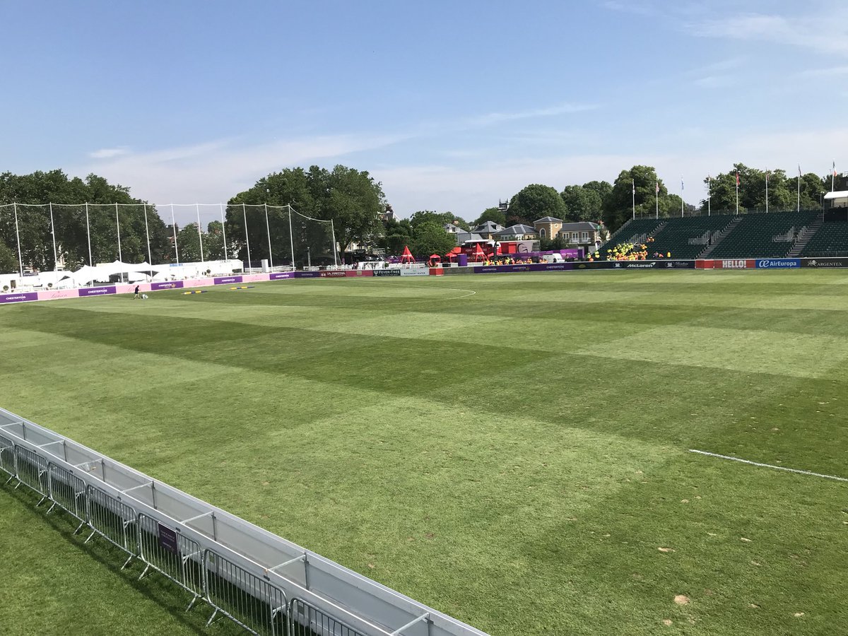 ATBone10's tweet photo. Pitch is prepped and ready for day 2 at @PolointhePark 👌🏻. Looks like a sunny day, Bring on the polo!#PolointhePark https://t.co/efiOnHcE5a