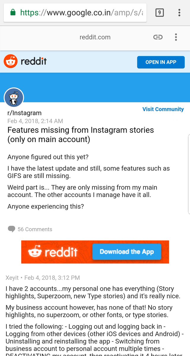 jai_wt's tweet image. Hey @instagram Bug Report some accounts of Instagram are not getting the latest features of Stories Like GIFS and all. 
Find a solution for this problem
#softwarebug #Instagram #Developers #Android #reddit