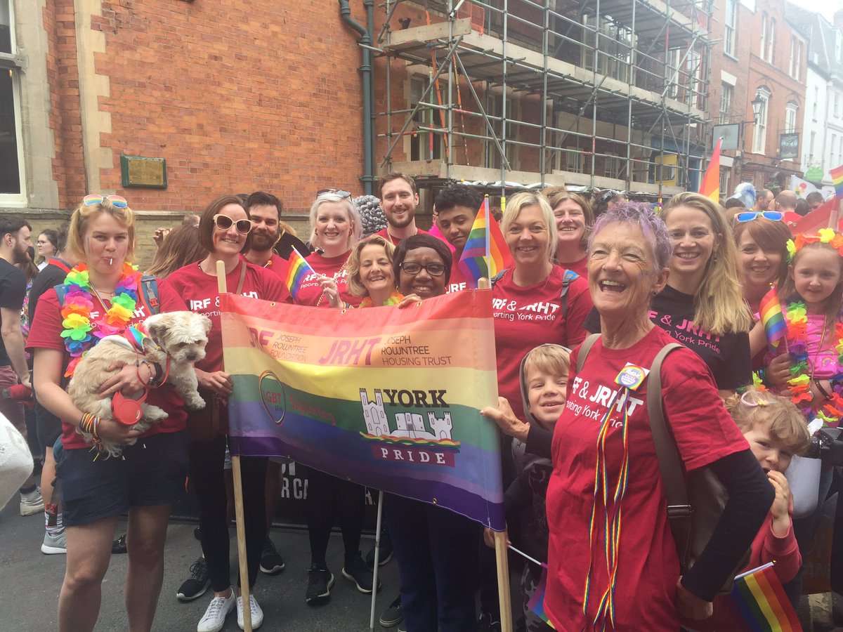 jrf_uk's tweet photo. Staff, Trustees, residents, families of @jrf_uk @theJRHT at #YorkPride - proud to support diversity inclusion equality #FlagItUp ! https://t.co/CtoxKcamjB