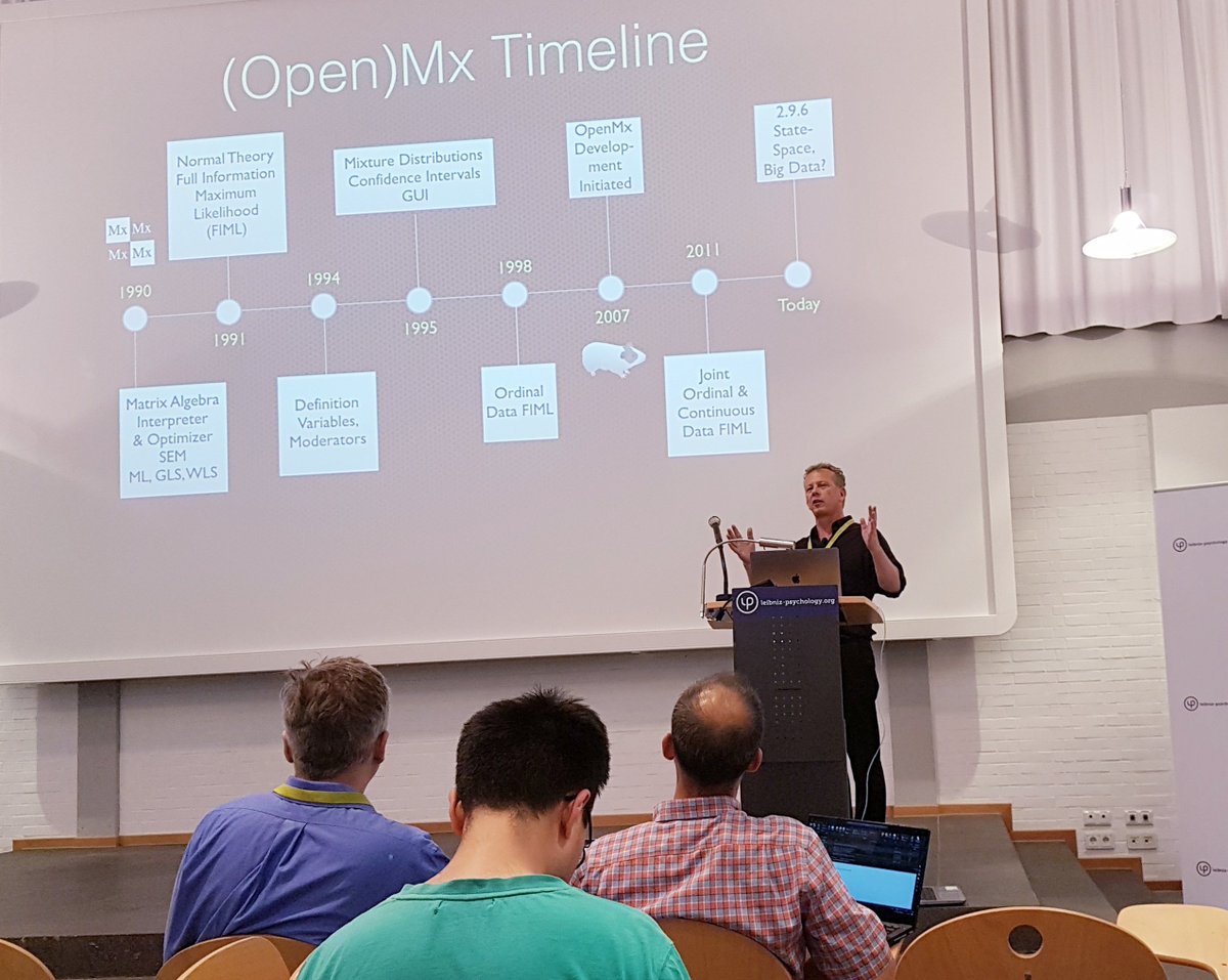 ZPID's tweet photo. Last keynote for today and for Big Data in #Psychology 2018 in #Trier, Germany: Michael Neale “Structural Equation Modeling of Big Data: Challenges and Opportunities #bigdata2018 #datascience #zpidevents https://t.co/ZclzalYJtA https://t.co/KNRl38NFEm