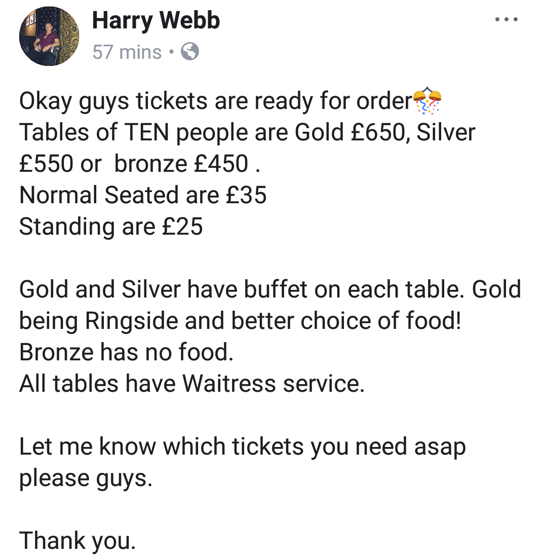 DanaMulligan1's tweet photo. Want to see @HarryWebb08 in action at his next fight? Here's the details. #boxing #WINNER #fightnight https://t.co/sqhF9UOKQQ