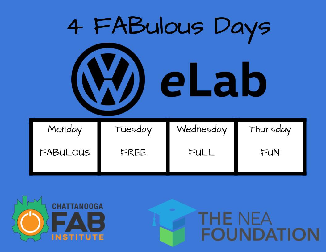 michellesbettis's tweet photo. #ChattFab18 is getting closer....only 4 more days!!!  #VWelabs specialist will facilitate 4 FABulously, fantastic days in our fleet of flourishing, forward-thinking, future-ready, and friendly #VWelabs By Thursday, you will be our fans and friends!
@pefchattanooga @NEAFoundation https://t.co/F9e2XeEA9m
