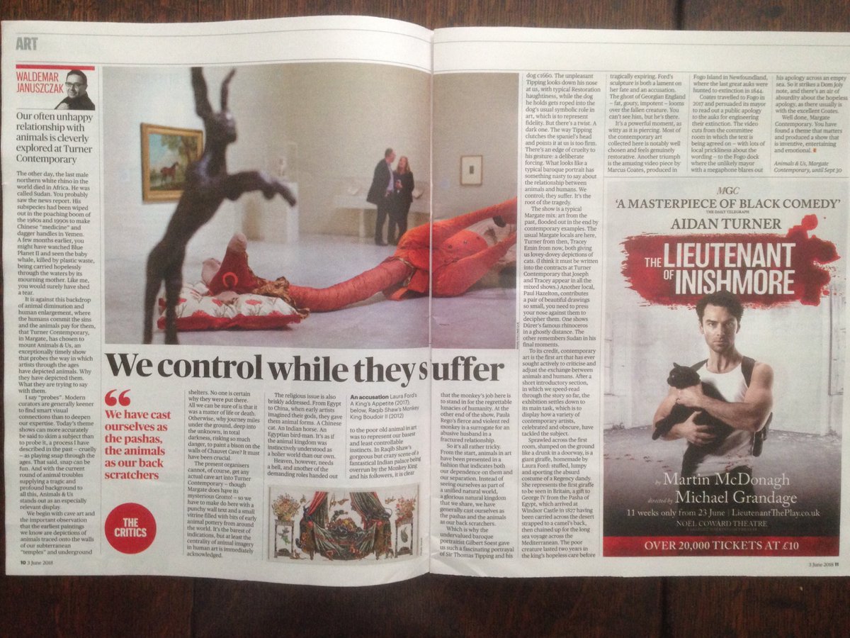 PaulHazelton's tweet photo. Nice to get a mention (and @shellgrotto ) in @JANUSZCZAK @SundayTimesZA review of Animals and Us @TCMargate Thank you Waldemar and Sunday Times https://t.co/V9XLoYEHFn