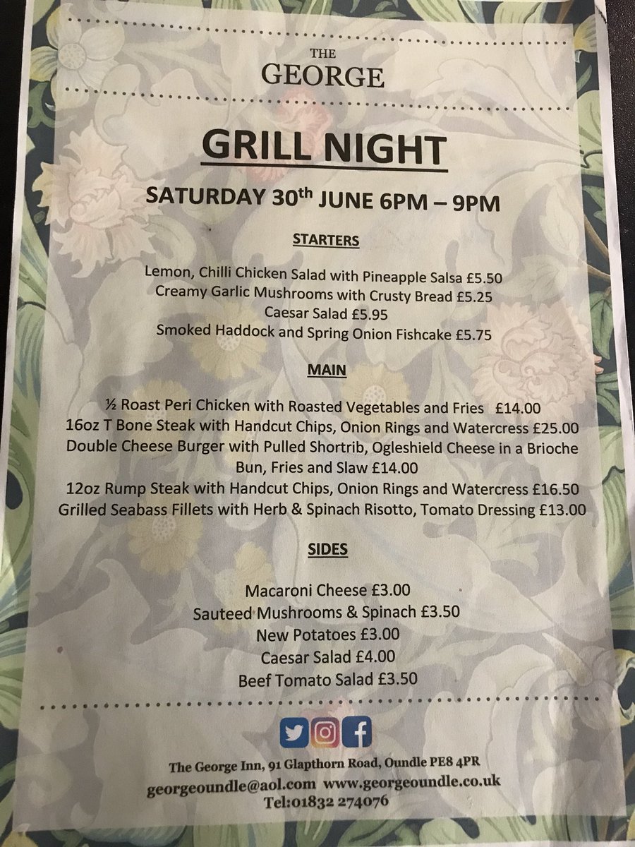 GeorgeOundle's tweet photo. We are now taking bookings for our grill night ! #grill #oundle #pub #georgeoundle https://t.co/IfVF2M9f6p