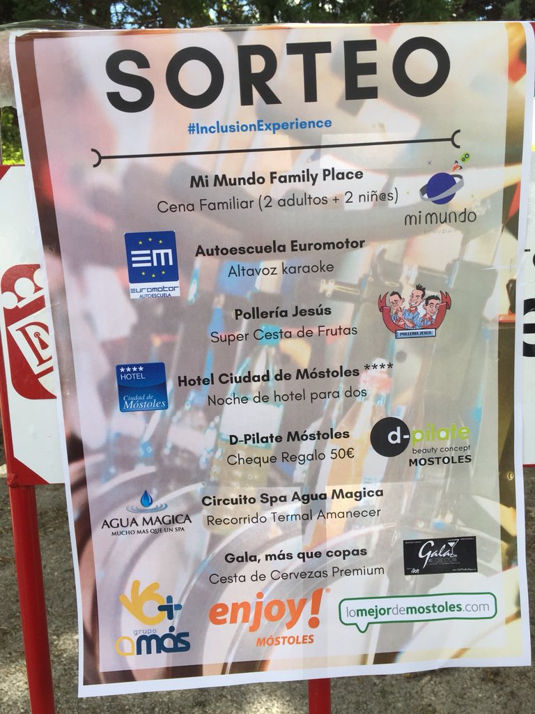 GrupoAMAS's tweet photo. #inclusionexperience XX Jornada por la Inclusión en Parque Finca Liana @AytoMostoles Mira que premios tenemos preparados! #OcioDeporteDiversión PARA TOD@S! https://t.co/D3mllx0Jte