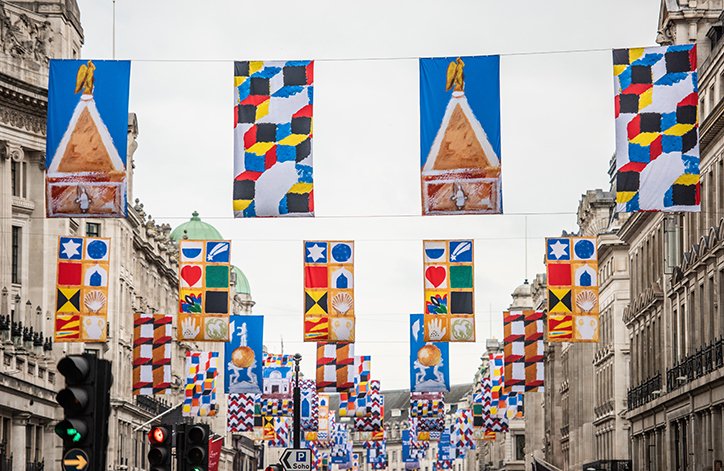 itsnicethat's tweet photo. The RA has commissioned Grayson Perry and Jo Tilman to design street flags to celebrate 250 years > https://t.co/RIFSiqzgko https://t.co/zfUsa2fxsY